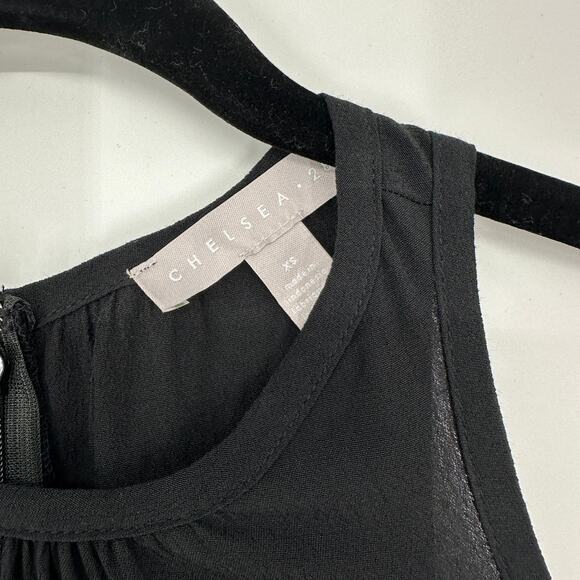 Chelsea28 Black Jewel Neck Sleeveless Tiered Asymmetric Midi Dress Womens XS - Picture 3 of 11